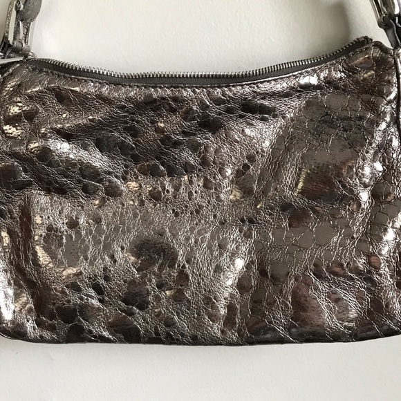 Michael Kors Handbag Women’s Purse Shoulder Bag Embossed Silver Metallic Foil - Picture 2 of 5